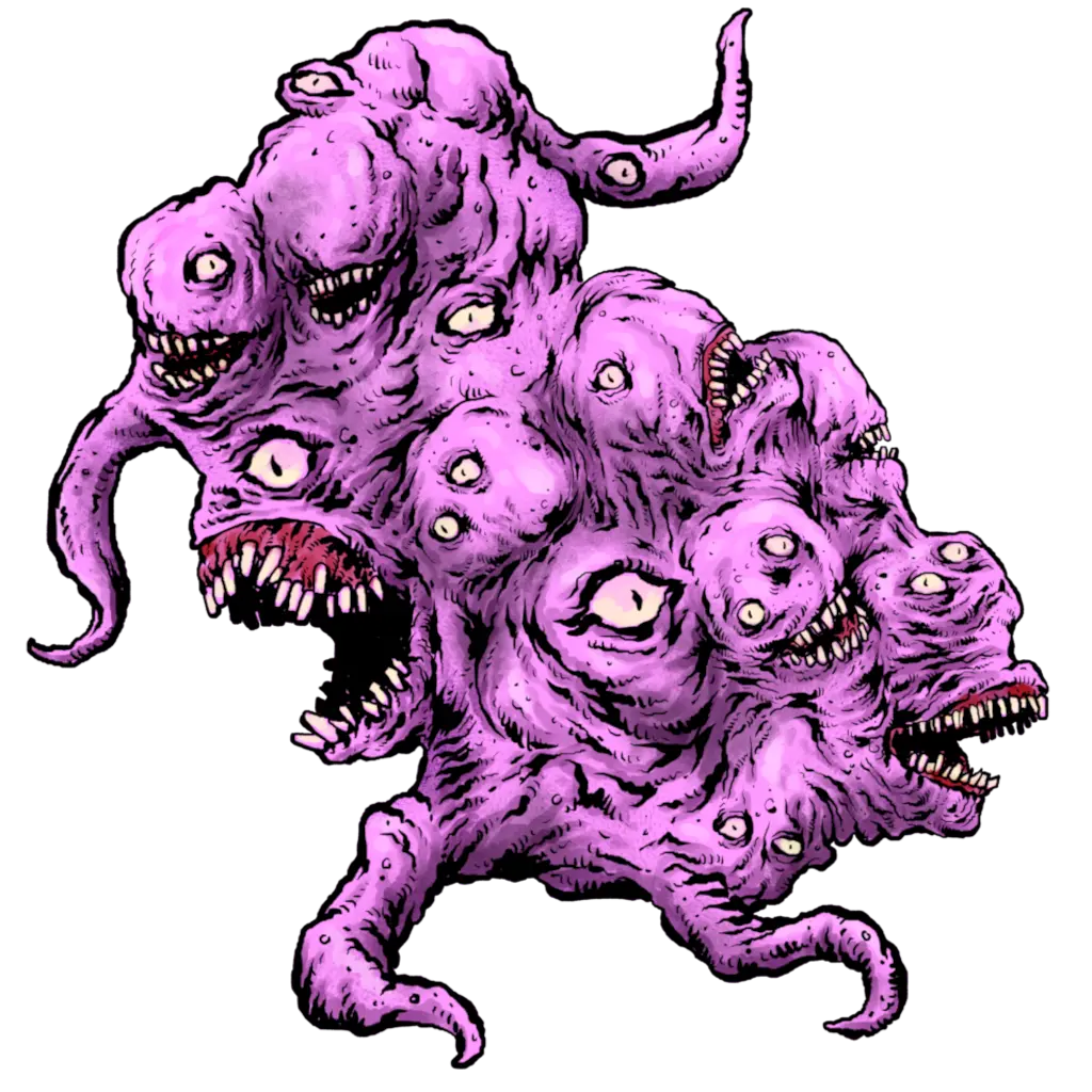Blabberspawn, a writhing mass of flesh, eyes, and mouths